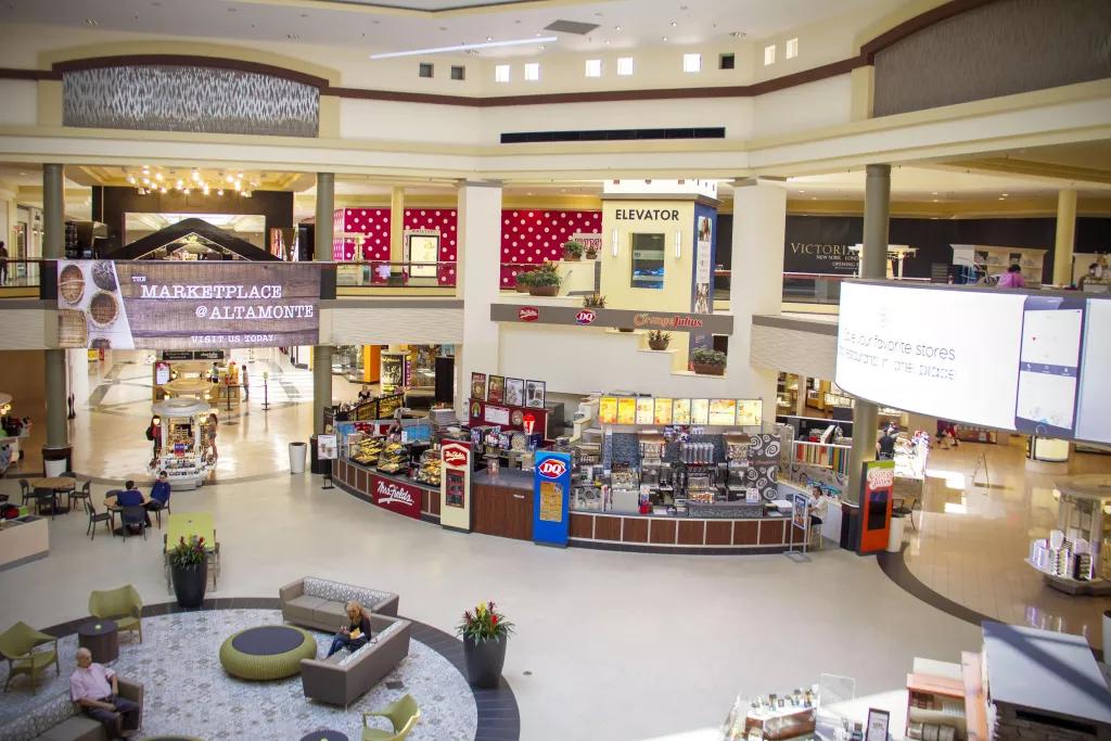 Altamonte Mall Food Court The Markeplace at Altamonte Mall, with food kiosks including Dairy Queen