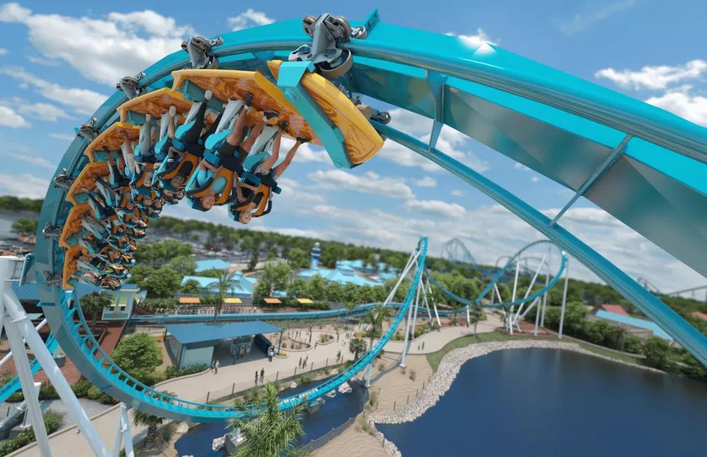 Pipeline: The Surf Coaster Concept art of an inversion on Pipeline: The Surf Coaster