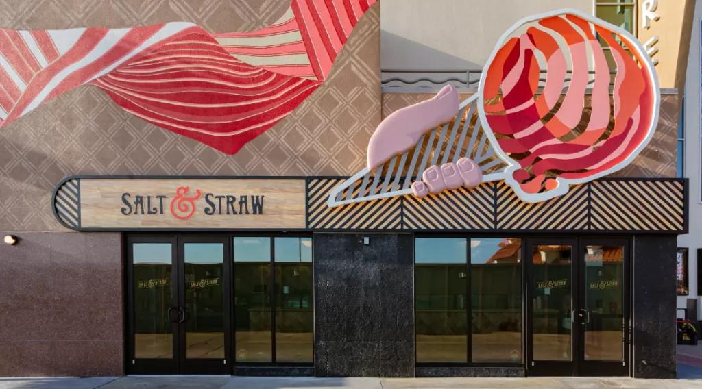 Salt and Straw at Disney Springs The exterior of Salt and Straw at Disney Springs, decorated with a large ice cream cone