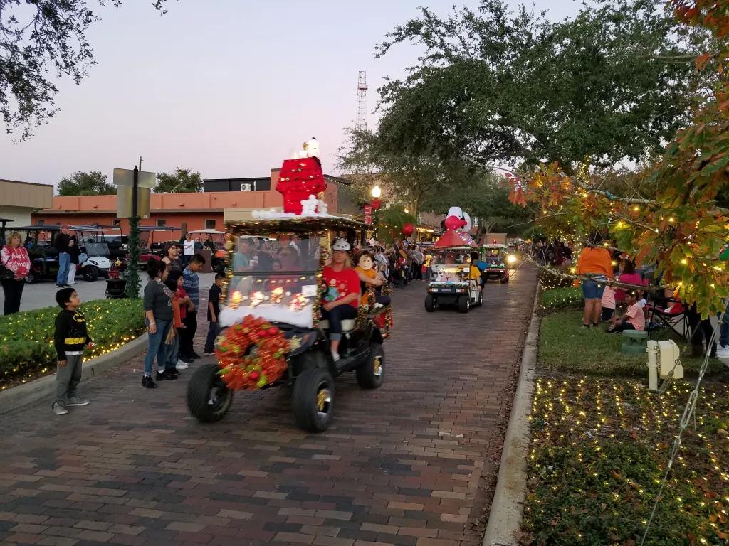 Winter Garden Golf Cart Parade A parade of golf carts decorated with Christmas decorations