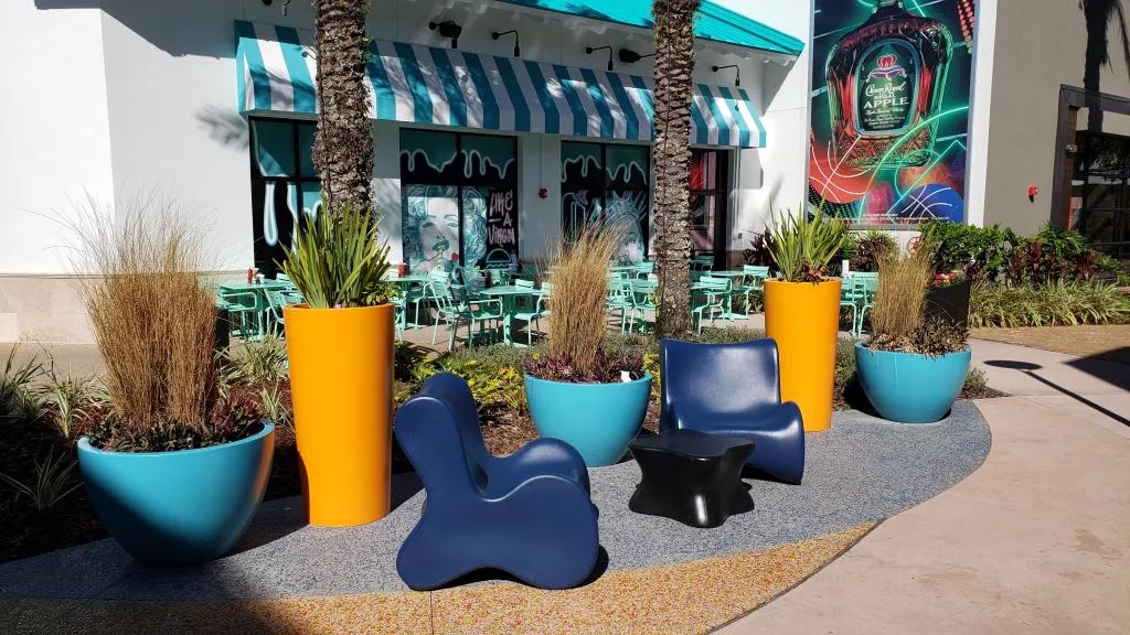 JoJo's ShakeBar The exterior of JoJo's ShakeBar with outdoor seating lined with plants