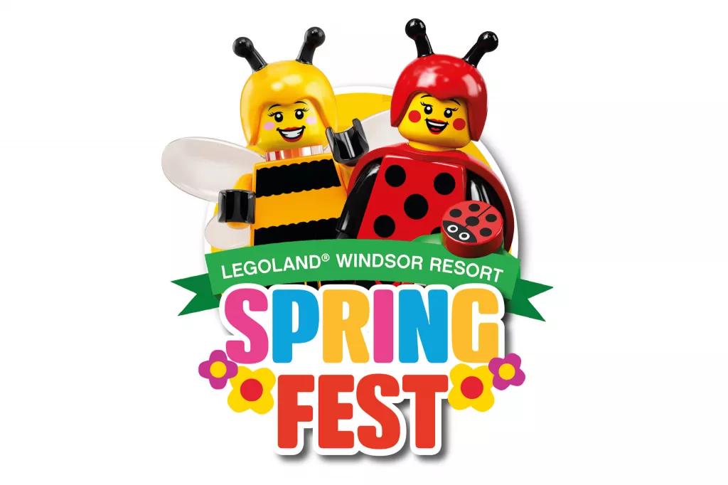 LEGOLAND Windsor Resort SPRINGFEST A logo with text reading "LEGOLAND Windsor Resort SPRINGFEST" below two LEGO characters dressed as a bumblebee and a ladybird