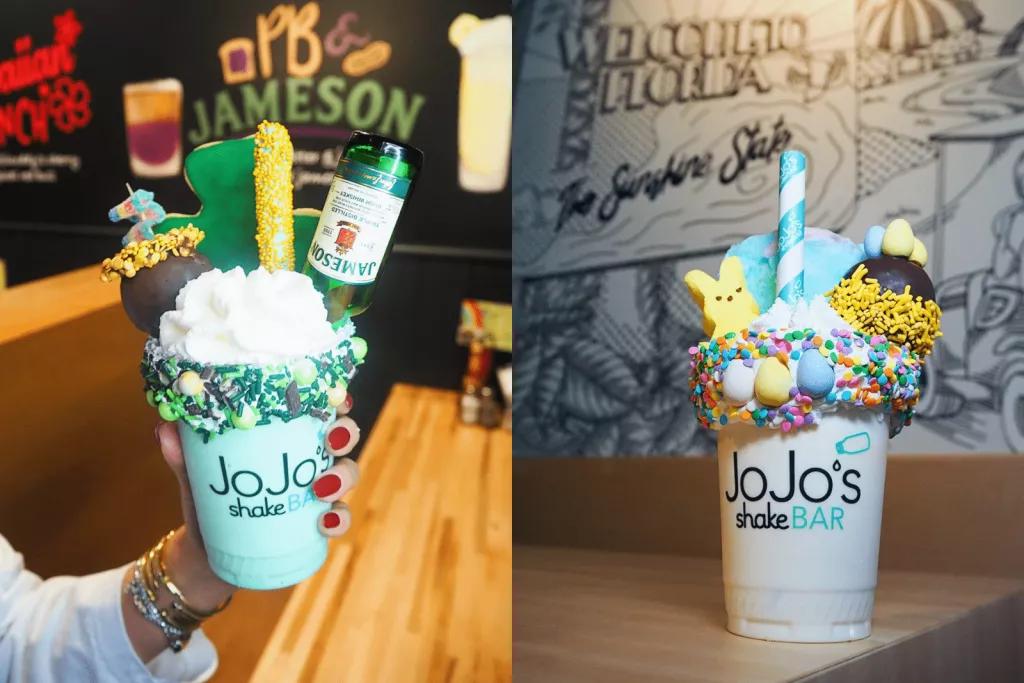 Biggie Shakes at JoJo's ShakeBar Two large milkshakes topped with whipped cream, candy floss, chocolates and sprinkles