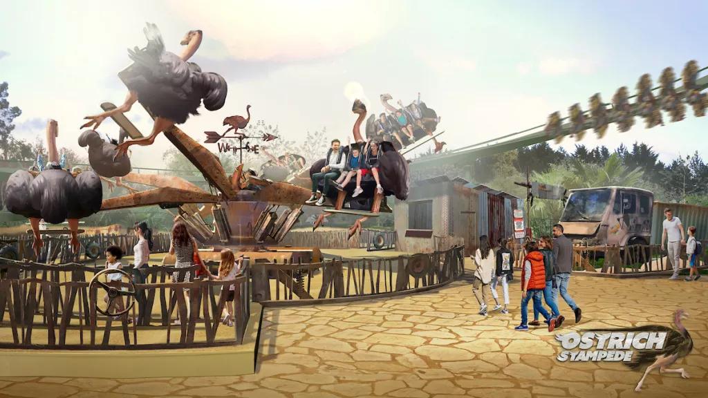 Ostrich Stampede A concept image of the ride Ostrich Stampede