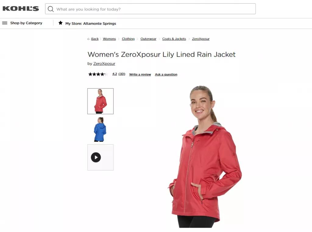 Lightweight Rain Jackets A screenshot of a website selling a women's rain jacket