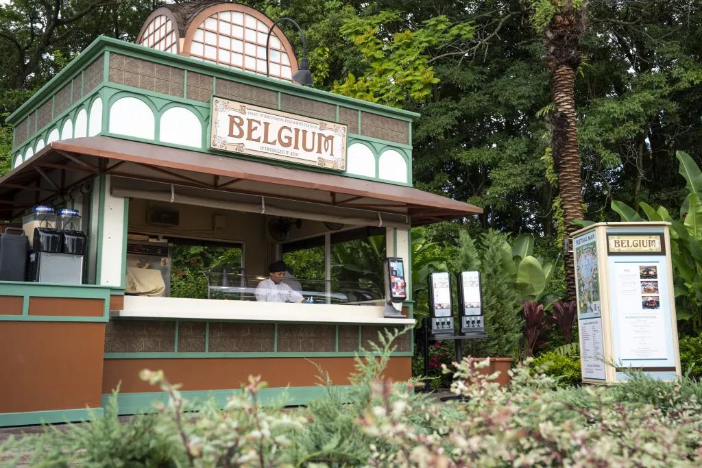 Food Booth at Food & Wine A food kiosk in front of trees labelled Belgium