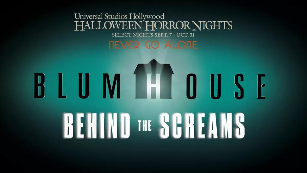 Blumhouse: Behind the Screams The Blumhouse logo above text reading 'Behind the Screams' on a black and green background