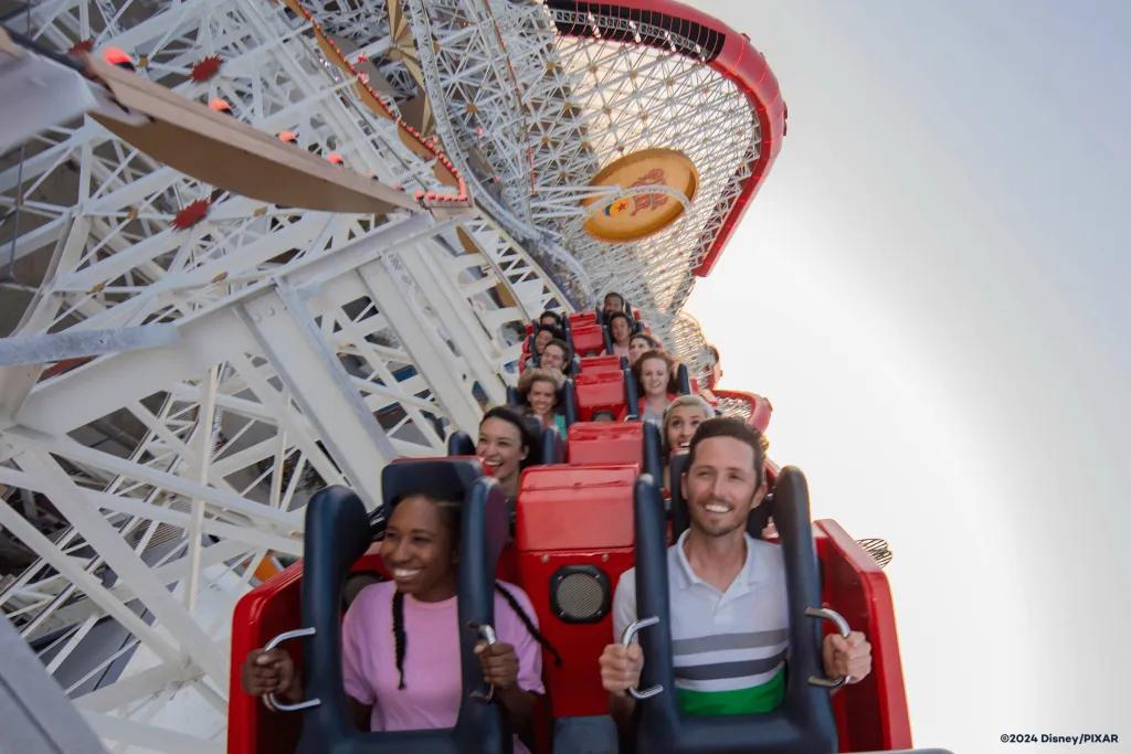 IncrediCoaster at Disney California Adventure Park People riding IncrediCoaster at California Adventure Park