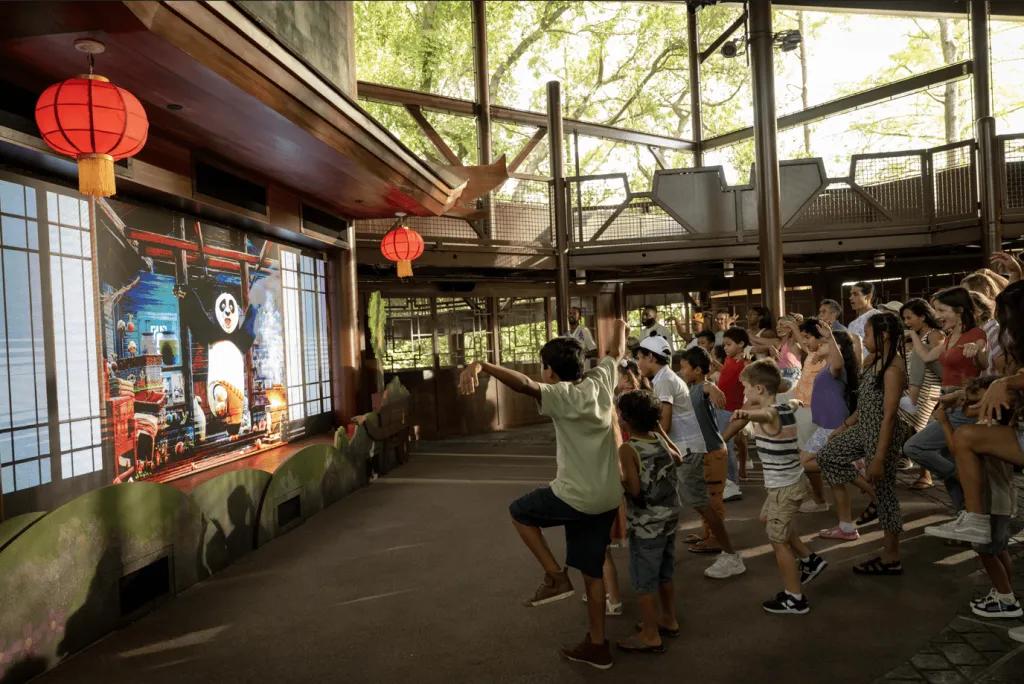 Po Live in DreamWorks Land A group of children learning Kung Fu moves from a Kung Fu Panda show