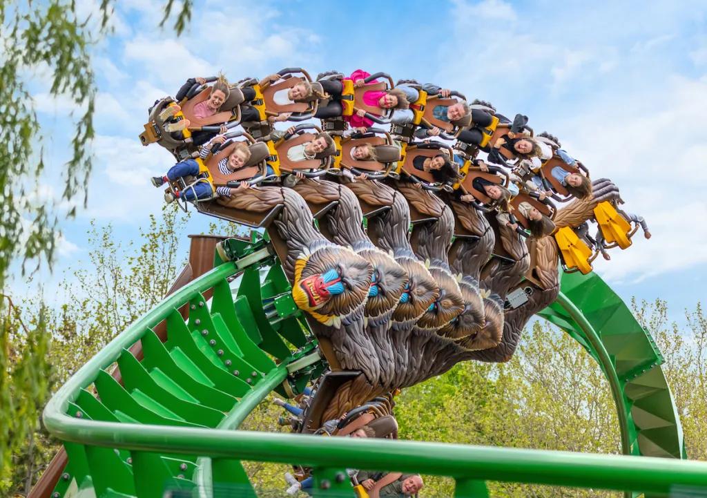 Mandrill Mayhem at Chessington World of Adventures A winged rollercoaster designed to look like a mandrill holding people as they ride