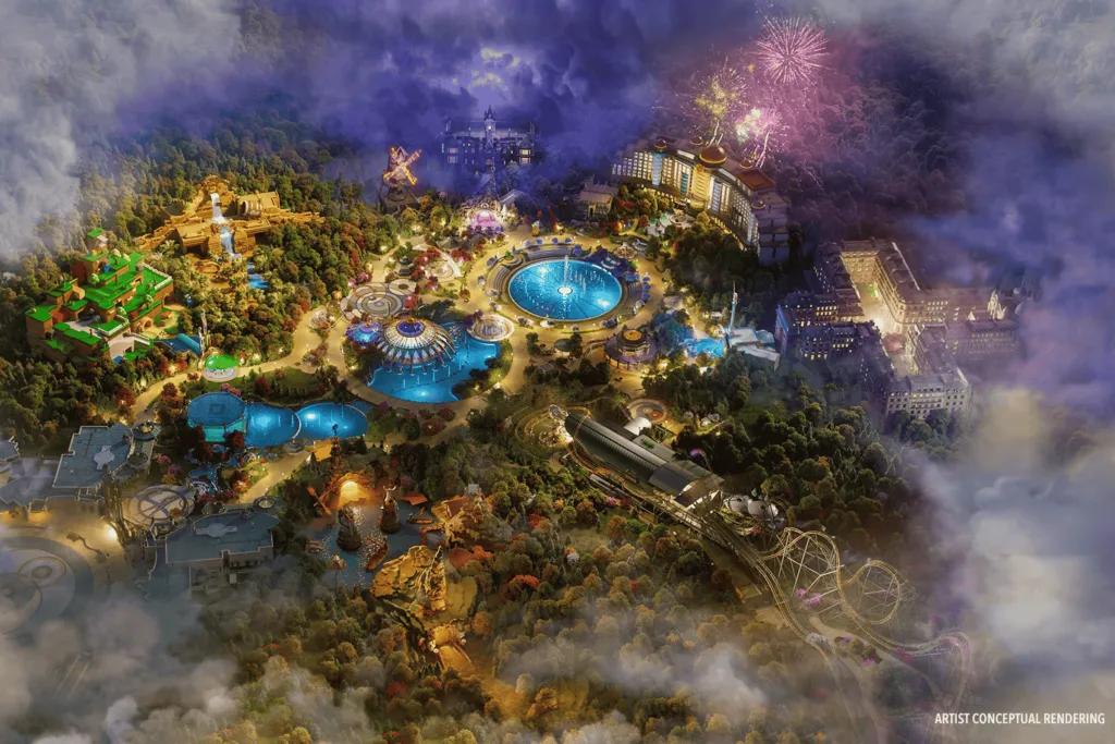 Universal Epic Universe Concept Art Concept art of a bird's eye view of Universal Epic Universe