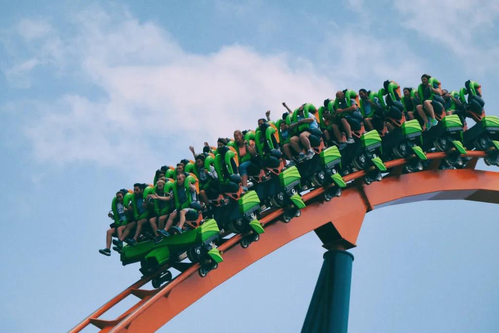 Roller coaster barf bag A green rollercoaster riding along the track
