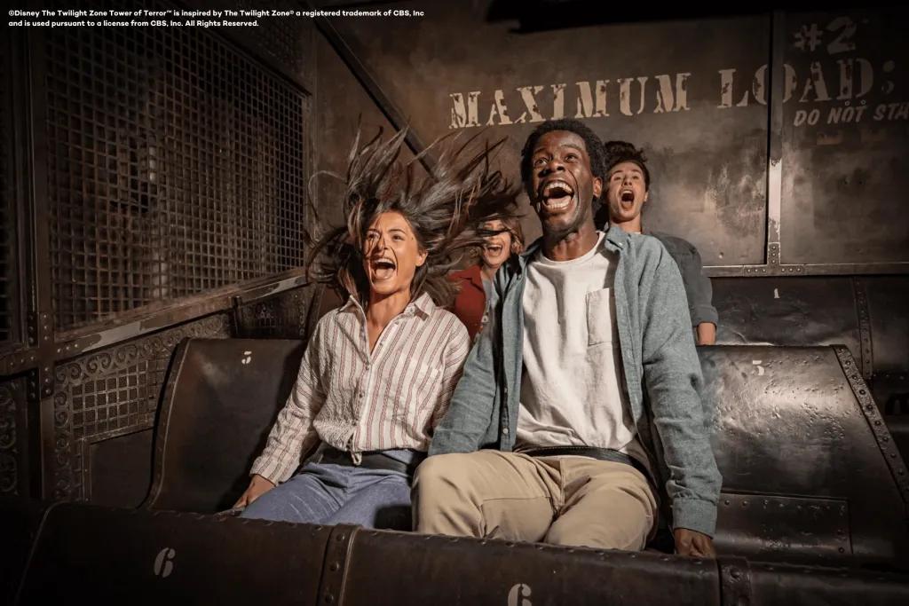 The Twilight Zone Tower of Terror A group of friends screaming while dropping on Tower of Terror at Disneyland Paris