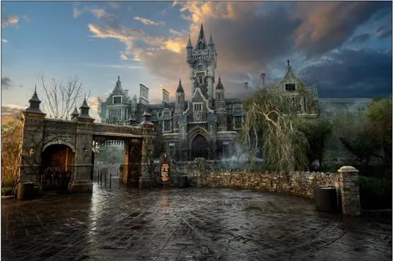 Dark Universe The entrance to Frankenstein Manor at Universal Epic Universe