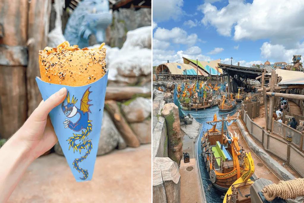 How To Train Your Dragon - Isle of Berk Pictures from Isle of Berk including a mac and cheese cone and a water attraction