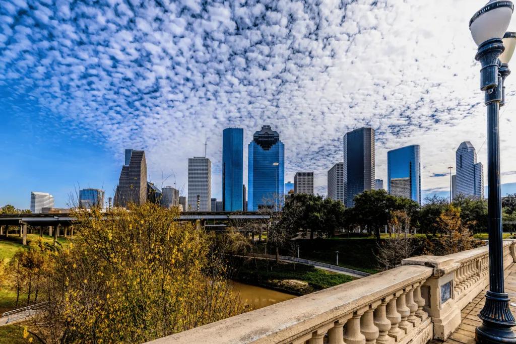 Houston, Texas A sunny city with lots of high-rise modern buildings.