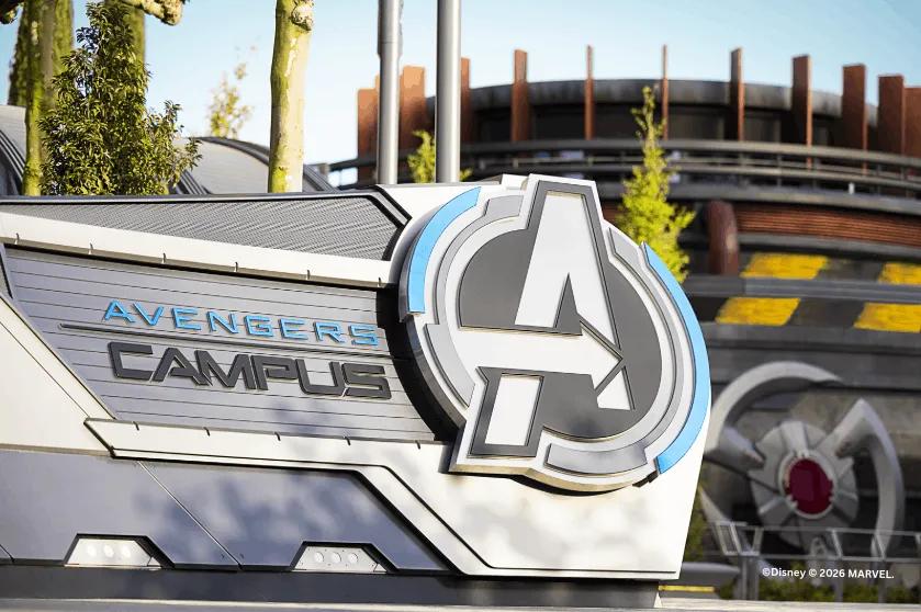 Avengers Campus entrance sign at Disney Adventure World.