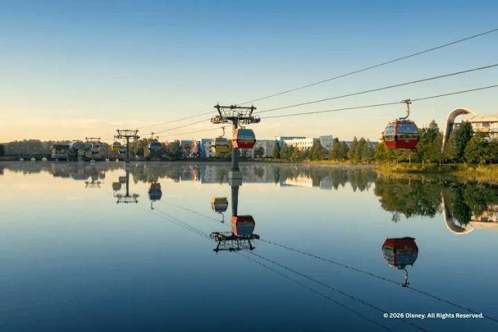 Disney Skyliner connecting guests between Disney’s Art of Animation Resort and EPCOT/Disney’s Hollywood Studios