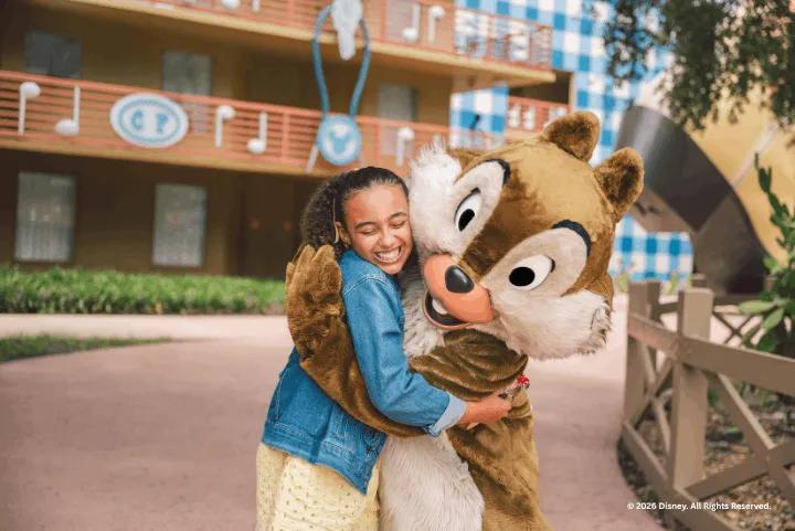 Guest with Chip at Disney's All-Star Music Resort