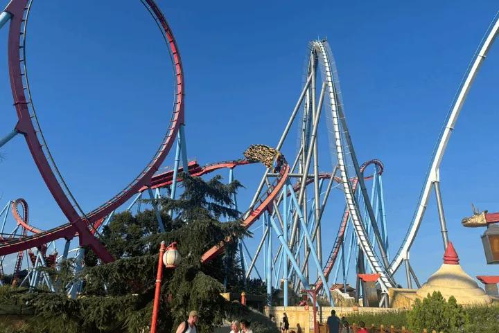 View of a roller coaster at PortAventura World
