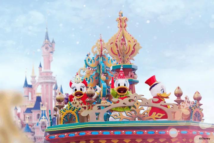 Donald Duck and Daisy Duck at Mickey's Dazzling Christmas Parade
