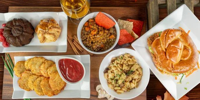 Taste of Space: Fall Bites! A bird's eye view of a table full of autumnal food dishes