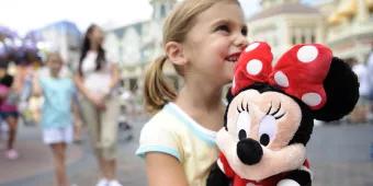 Girl with Minnie Mouse Plush in Magic Kingdom