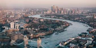 London An aerial view of London and the River Thames