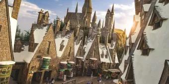 Aerial view of Hogsmeade at Wizarding World of Harry Potter