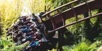 Guests riding Nemesis at Alton Towers