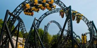 The Smiler at Alton Towers Riders experiencing multiple inversions of The Smiler