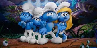 Halloween at Dubai Parks and Resorts 4 animated Smurfs in a forest looking scared during Fright Nights