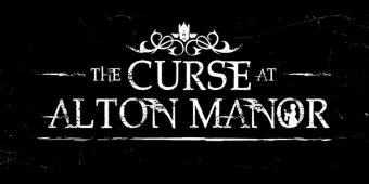 "The Curse at Alton Manor" white logo in gothic writing on a black background