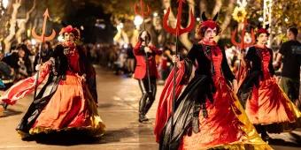 Halloween performers in a parade at PortAventura