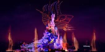 Disneyland Paris lit up at night