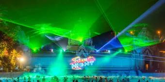 Strobe lights illuminating the beach at Siam Park during Siam Night