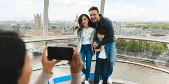 Family taking a picture on the London Eye