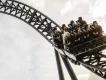 Riding a rollercoaster at Thorpe Park