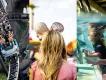 Ultimate Orlando Itinerary Three images of a rollercoaster, a woman facing away from the camera wearing Minnie ears, and two children snorkelling
