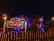 Tiana's Bayou Adventure The sign for Tiana's Bayou Adventure lit up at night in front of the attraction