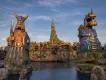 How to Train Your Dragon - Isle of Berk Large Viking statues on a lake guarding an island village