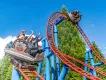 Riders on the Spinball Whizzer roller coaster at Alton Towers