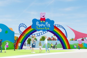 Rendering of the Peppa Pig Theme Park front gate