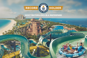 Concept art of Atlantis Aquaventure with the Guinness Wold Record logo