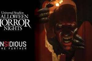 The Red-Faced Demon from Insidious peering through a door, next to the writing Insidious: The Further