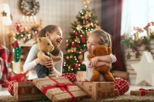 Children enjoying newly received toys on Christmas morning as part of a campaign to spread festive joy to children in need.