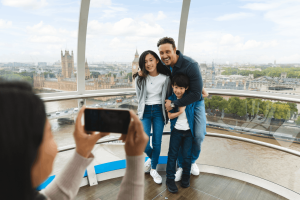 Family taking a picture on the London Eye