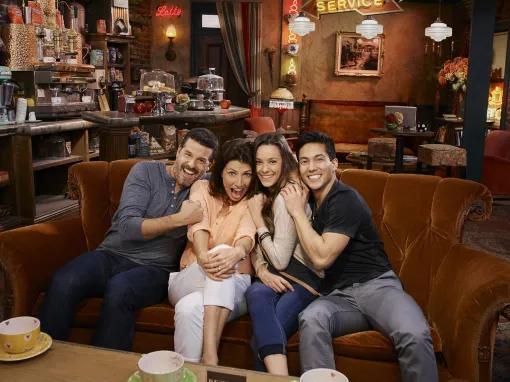 Guests sitting on the Friends sofa at Warner Bros. Studio Tour Hollywood