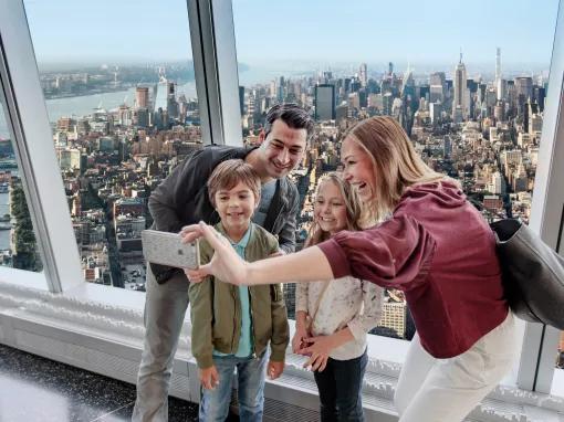 Family enjoying the views at the One World Observatory in New York City