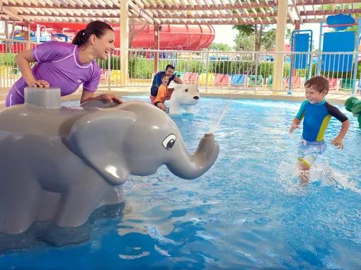 Mother and son playing in DUPLO® Splash Safari at LEGOLAND Dubai Water Park